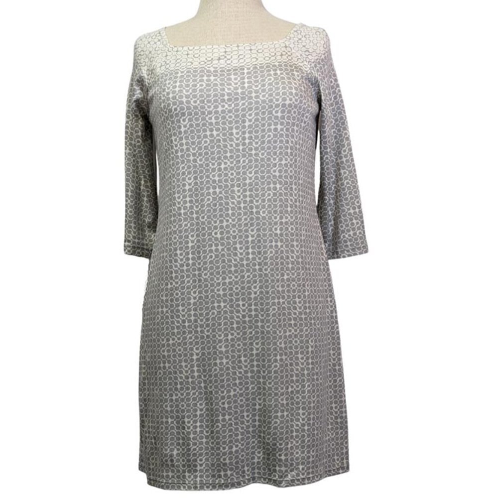 NEW‎ Max Studio Dress Womens Small Knee Length 3/4 Sleeve Gray Geometric Print